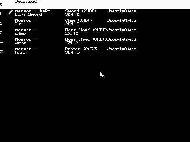 Browsing through weapons and items in the Item Editor, another component of the Map Editor. This is where you defined properties for each weapon or item in the game, whether it was used by your character or by enemies.