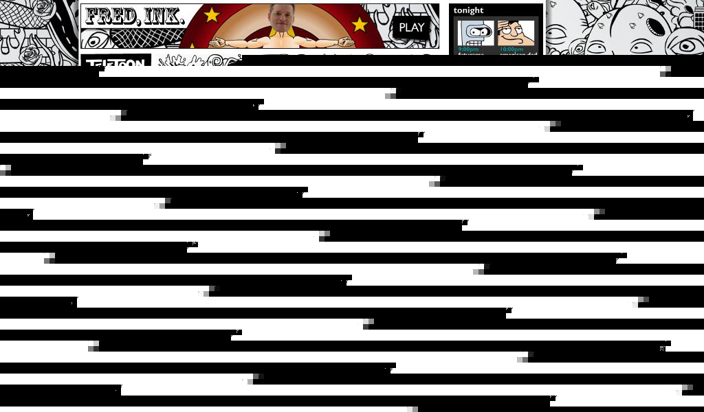 Fred, Ink. being promoted on the homepage of <a href='http://www.teletoonatnight.com' target='_blank'>teletoonatnight.com</a>.